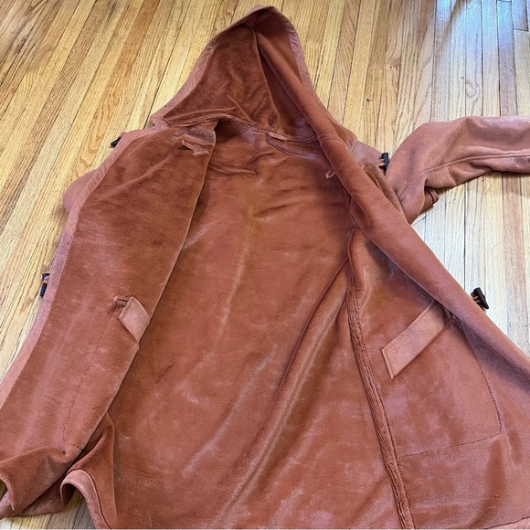 Mycra Pac Sz P Orange Reversible Coat Toggle Double Breast Small Faux Suede - Picture 5 of 7